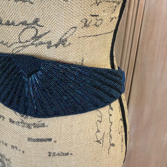 Vintage 80s Fully Beaded Cocktail Formal Maximalist Lined Waist Belt OS New wtag - Picture 10 of 16